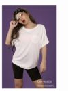 ポケット付薄手半袖UネックTシャツ【bombshell/ボムシェル】
