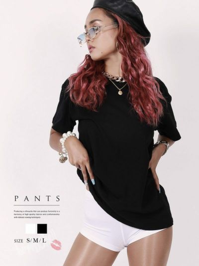 シンプル一分丈インナーショーツパンツ ダンス衣装【bombshell】(S/M/L)(ブラック/ホワイト)