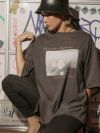 転写プリント5分袖クルーネックTシャツ【bombshell/ボムシェル】