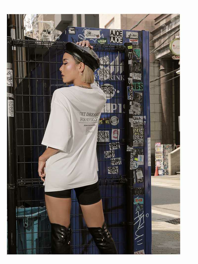 バックロゴプリント5分袖ビックTシャツ【ダンス衣装通販bombshell/ボムシェル】