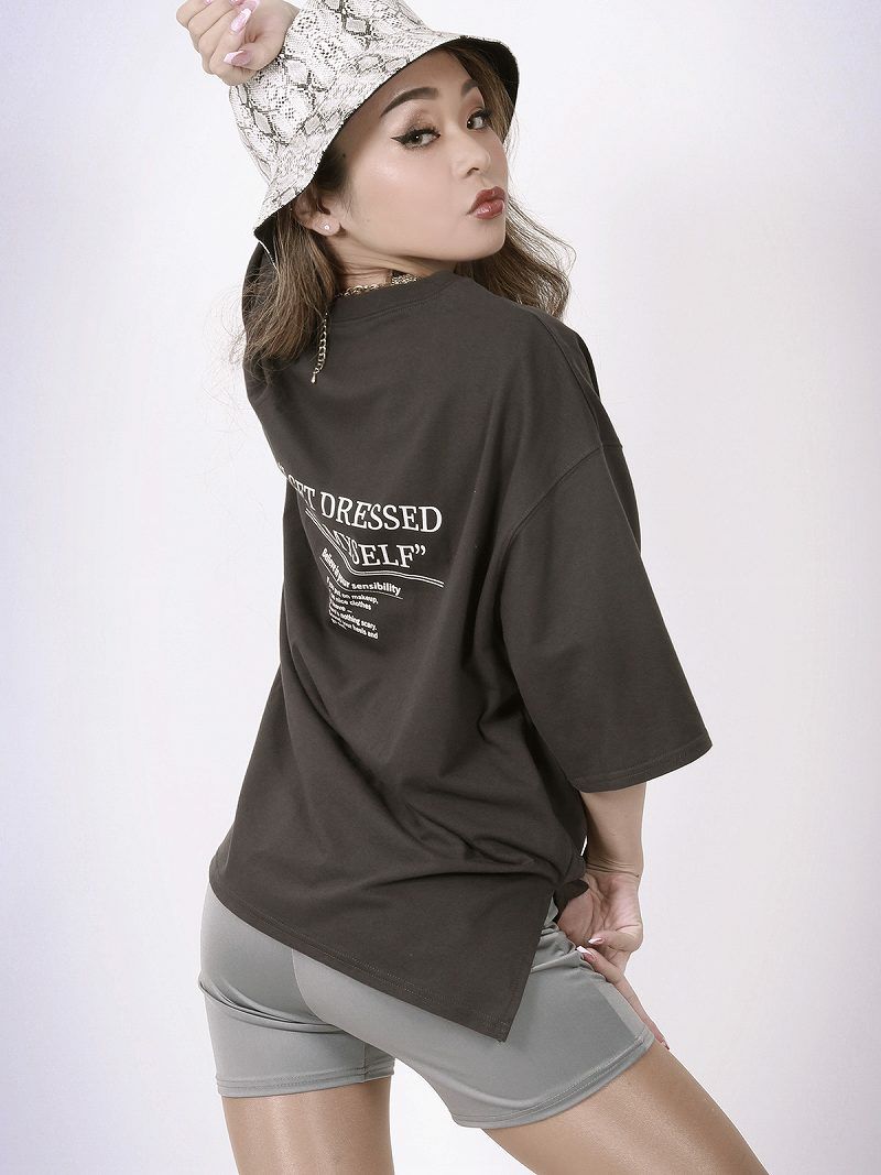 5分袖ロゴバックプリントオーバーTシャツ【ダンス衣装通販bombshell/ボムシェル】