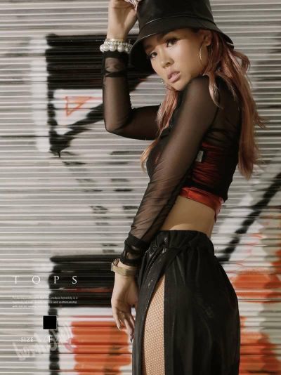 シースルーブラックハイネックトップス ダンス衣装【bombshell】(フリーサイズ)(ブラック)