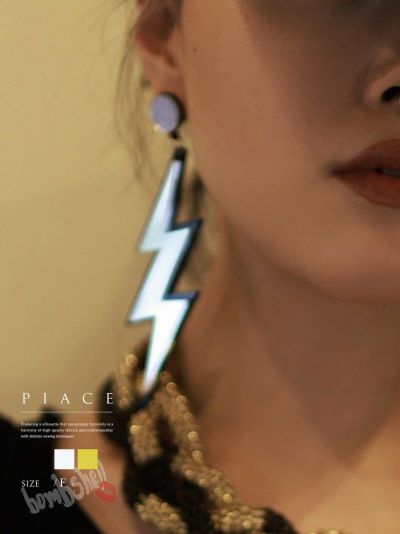 SALE￥638→￥574！ ゴールド＆シルバーイナズマピアス ダンス衣装【bombshell】(フリーサイズ)(シルバー/ゴールド)