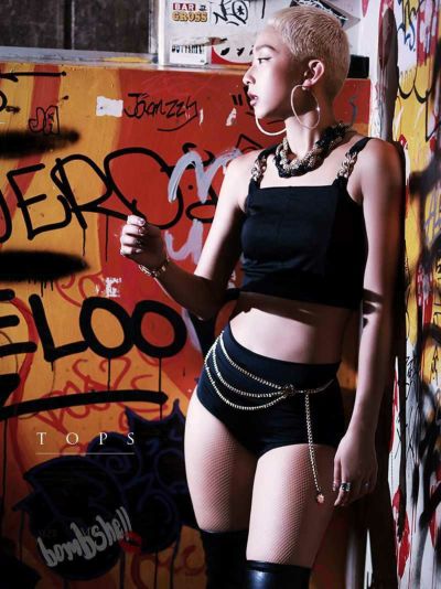 【SALE!￥1408→￥1267】チェーンストラップショート丈タンクトップ ダンス衣装【bombshell】(M)(ブラック)
