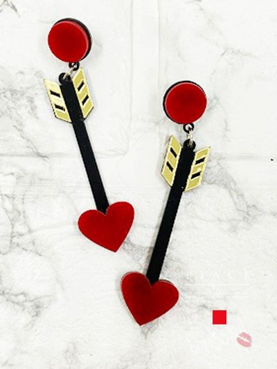 【10%OFF】【メール便対応】ラブリーハートキューピッドアローアクセサリーピアス【ダンス衣装通販bombshell/ボムシェル】(フリーサイズ)(レッド)
