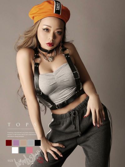 全8色!!短丈カップ付きインナーベアトップ ダンス衣装【bombshell】(フリーサイズ)(ブラック/ホワイト/ベージュ/ワイン/グレー/パープル/ピンク/グリーン)