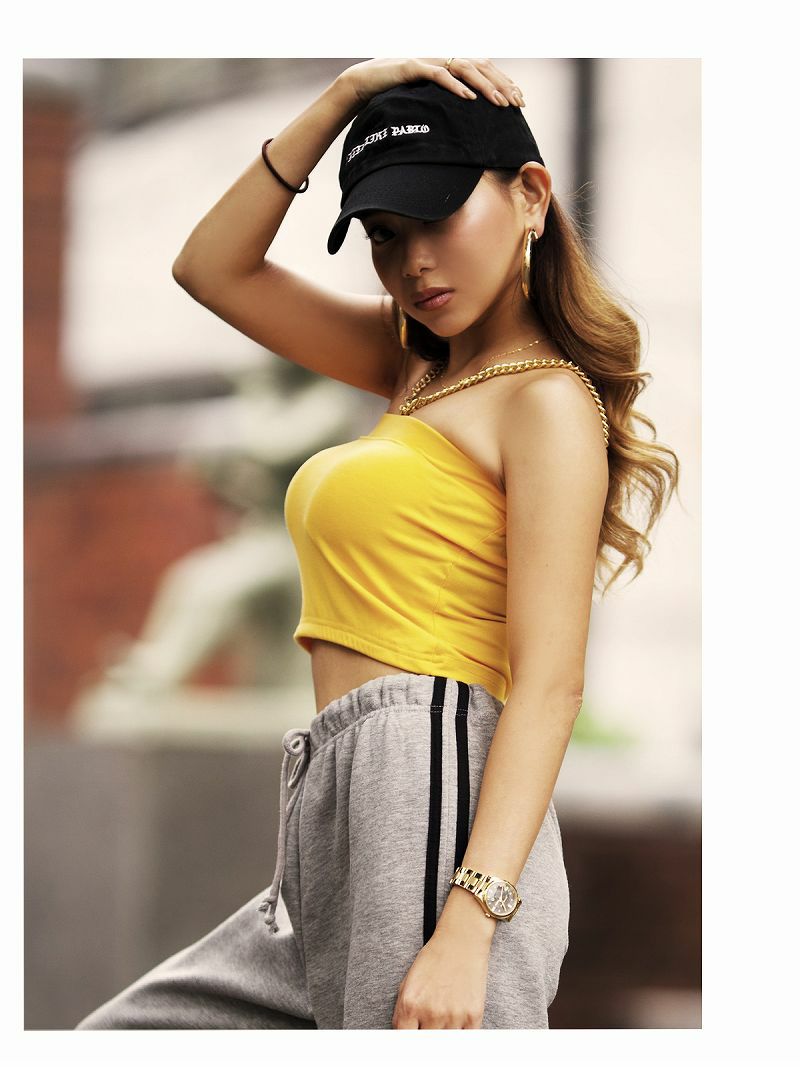 全５色！胸カップ付きへそ出しショート丈ストレッチベアトップ【ダンス衣装通販bombshell/ボムシェル】