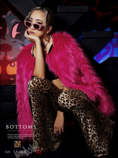 SALE￥3938→￥3544！ 【メール便対応】超クール!￥ヒョウ柄フレアロングワイドパンツ【bombshell/ボムシェル】【ダンス衣装通販bombshell/ボムシェル】(S/M/L)(レオパード)
