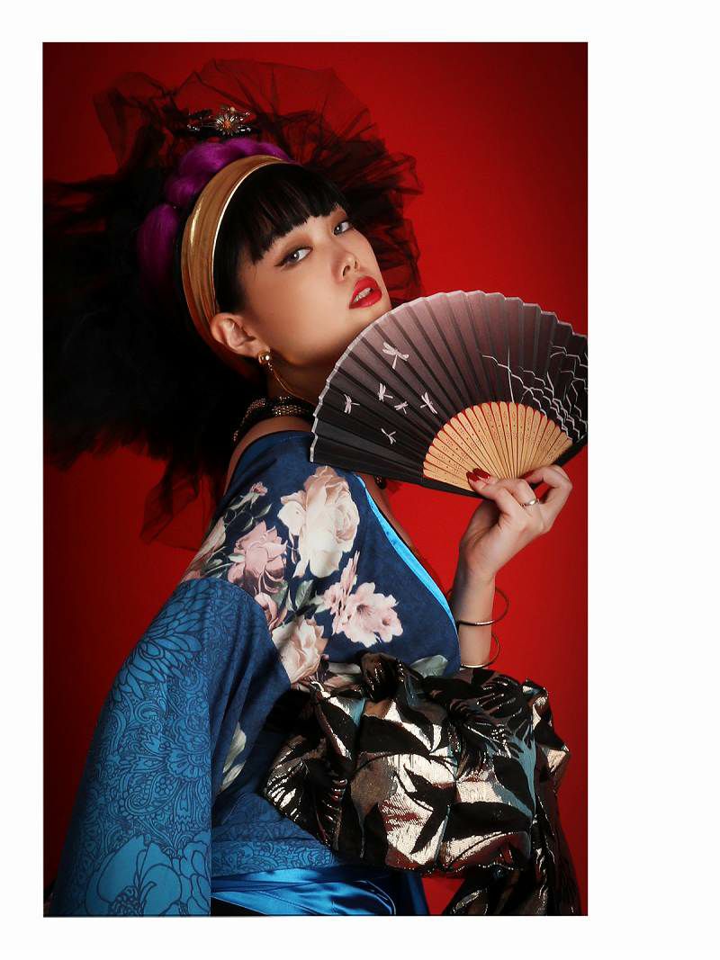花魁遊女風オリエンタルモダン花柄シフォン和装衣装【ダンス衣装通販bombshell/ボムシェル】