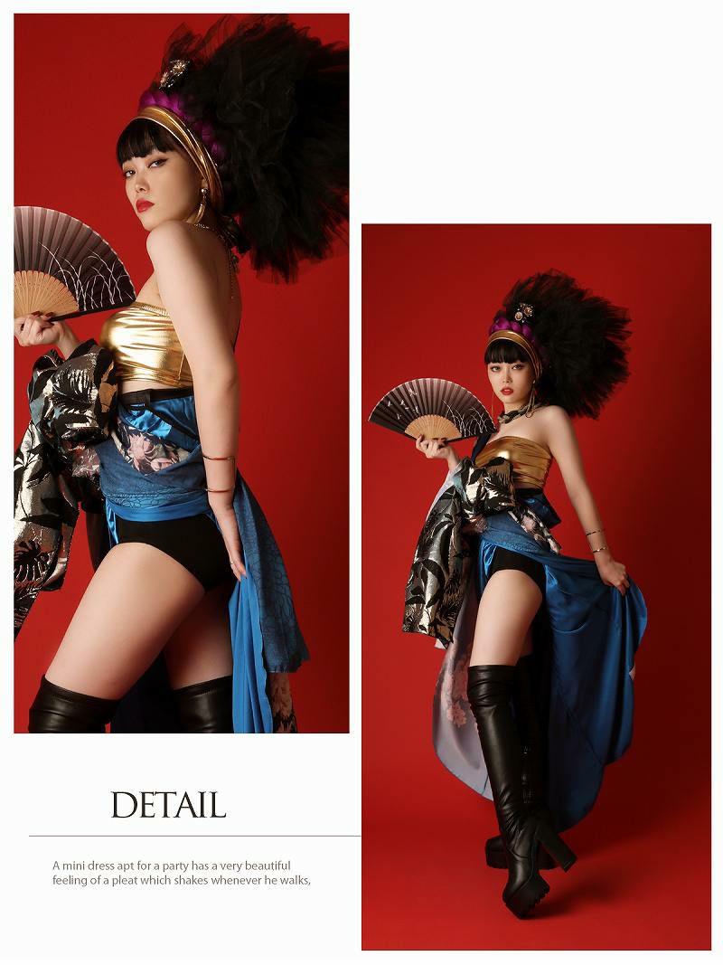 花魁遊女風オリエンタルモダン花柄シフォン和装衣装【ダンス衣装通販bombshell/ボムシェル】