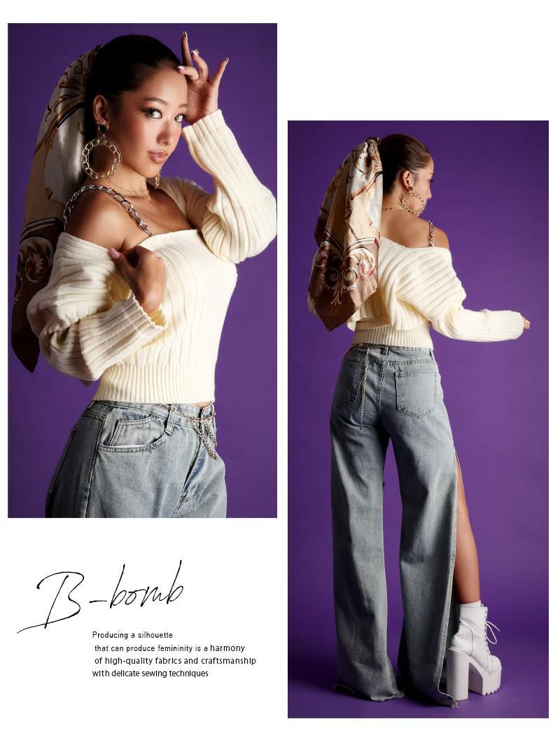 超COOL！チェーンストラップビスチェ×リブニットボレロセットアップ2点セット【ダンス衣装通販bombshell/ボムシェル】