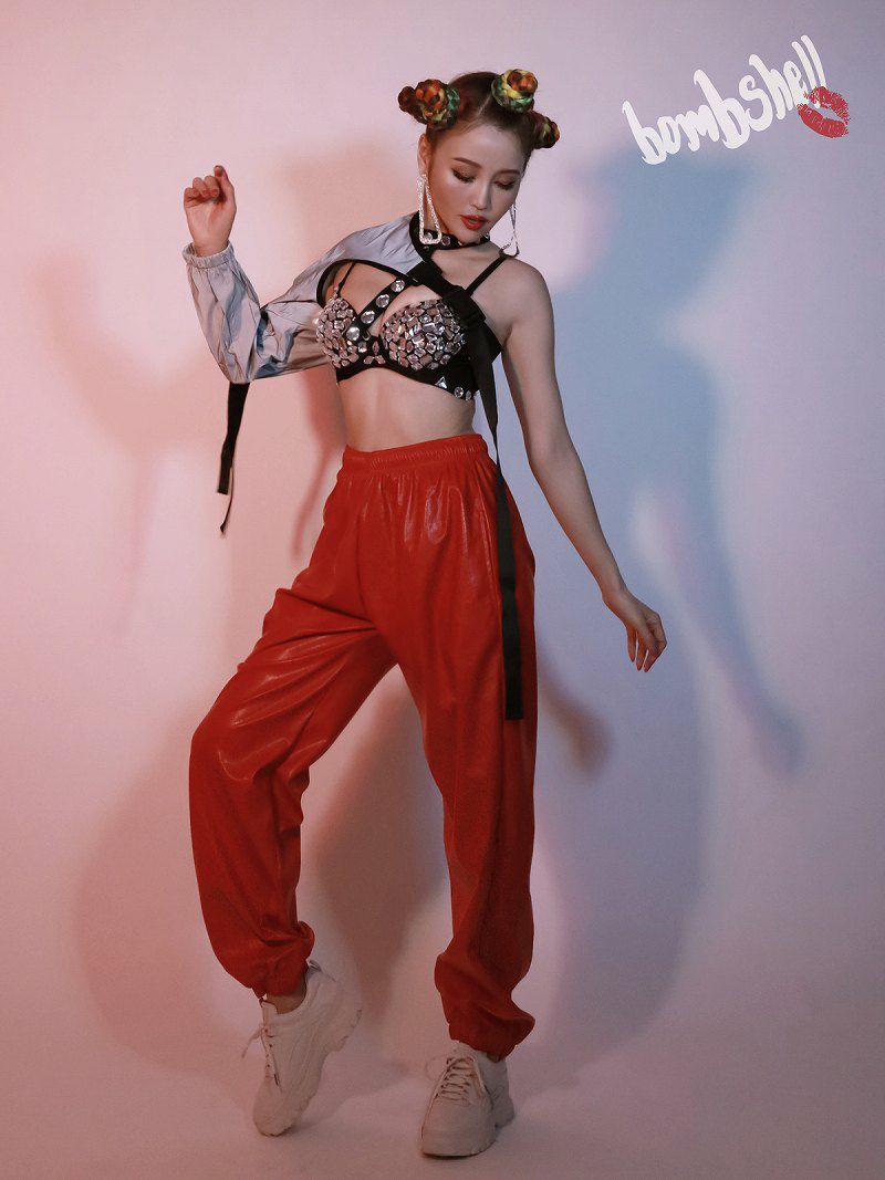 【メール便対応】アシンメトリーバックルベルト片腕アームウォーマートップス ダンス衣装韓国 kpop衣装 韓国ファッション 【ダンス衣装通販