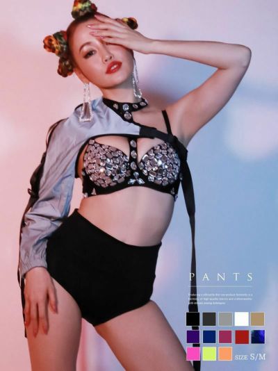 SALE￥1958→￥979！ セクシーメタルカラーマイクロミニパンツ ダンス衣装韓国 kpop衣装 韓国ファッション  ダンス衣装【bombshell】(S/M)(メタルブラック/メタルホワイト/ブラック/ゴールド/シルバー/パープル/ブル