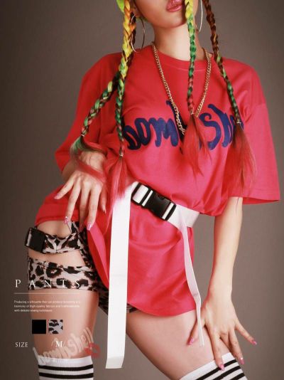 【メール便対応】超絶Sexy！レオパード柄カットアウトショートパンツスパッツ ダンス衣装韓国 kpop衣装 韓国ファッション 【ダンス衣装通販bombshell/ボムシェル】(M)(ブラック/レオパード)