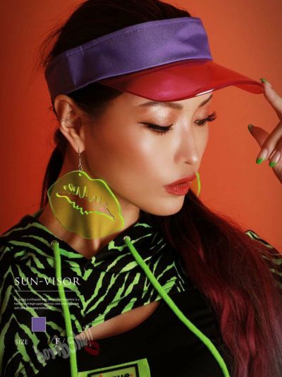 SALE￥1738→￥869！ パープルクリアバイカラーサンバイザー【bombshell/ボムシェル】 ストリート系【B/bomb】(フリーサイズ)(パープル)