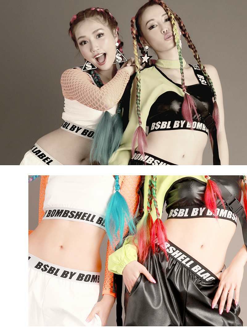 エナメル調フェイクレザーロゴ入りモノトーンサルエルパンツ ダンス衣装韓国 kpop衣装 韓国ファッション 