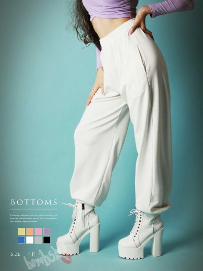【SALE!￥2728→￥1364】選べる8color!￥ビタミンカラーオーバーサイズロングスウェットパンツ ダンス衣装韓国 kpop衣装 韓国ファッション 【ダンス衣装通販bombshell/ボムシェル】(フリーサイズ)(ホワイト/ピンク/