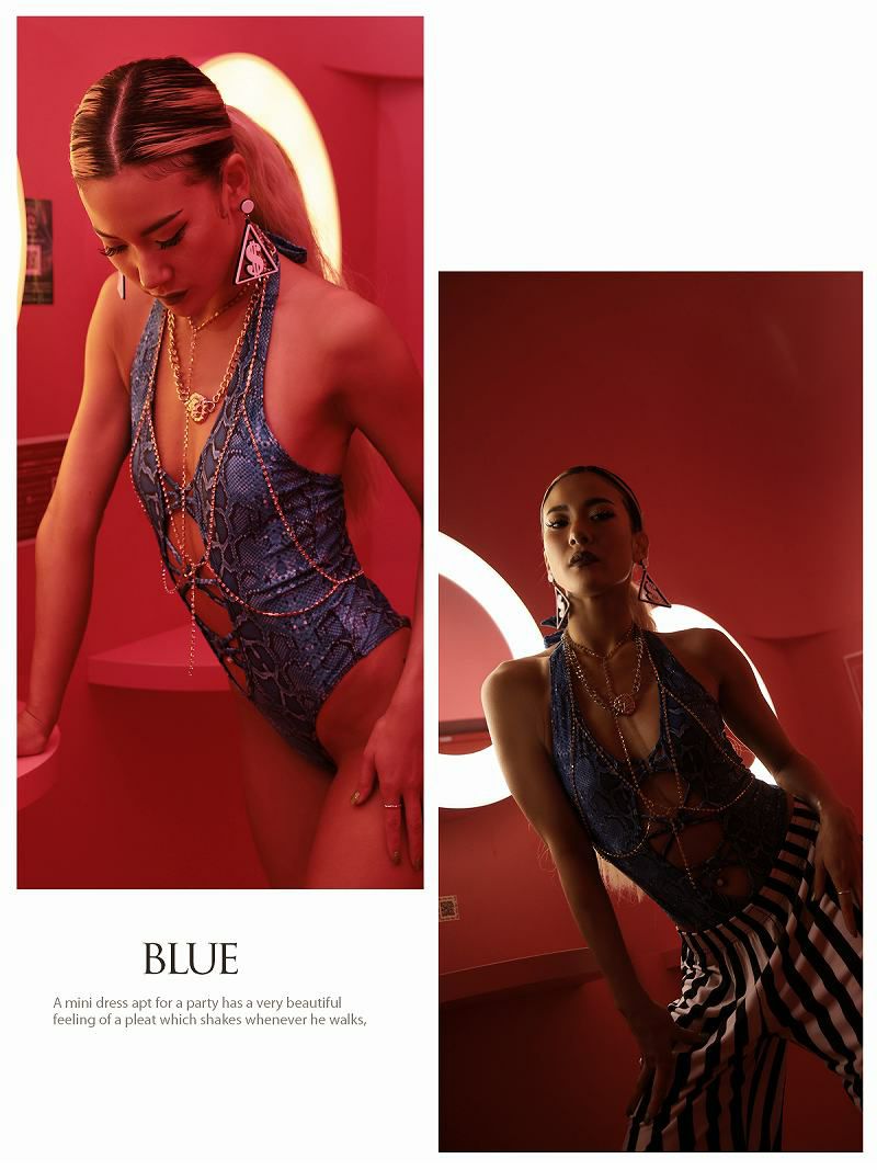 全2色！ネオンカラー＆スネーク柄カットアウトSEXYモノキニビキニ衣装【ダンス衣装通販bombshell/ボムシェル】