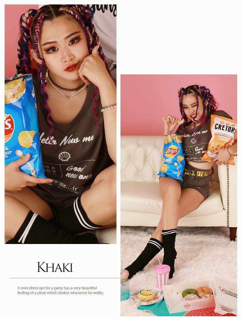 スモーキーカラーTシャツ＆ショートパンツ2点セット【ダンス衣装通販bombshell/ボムシェル】