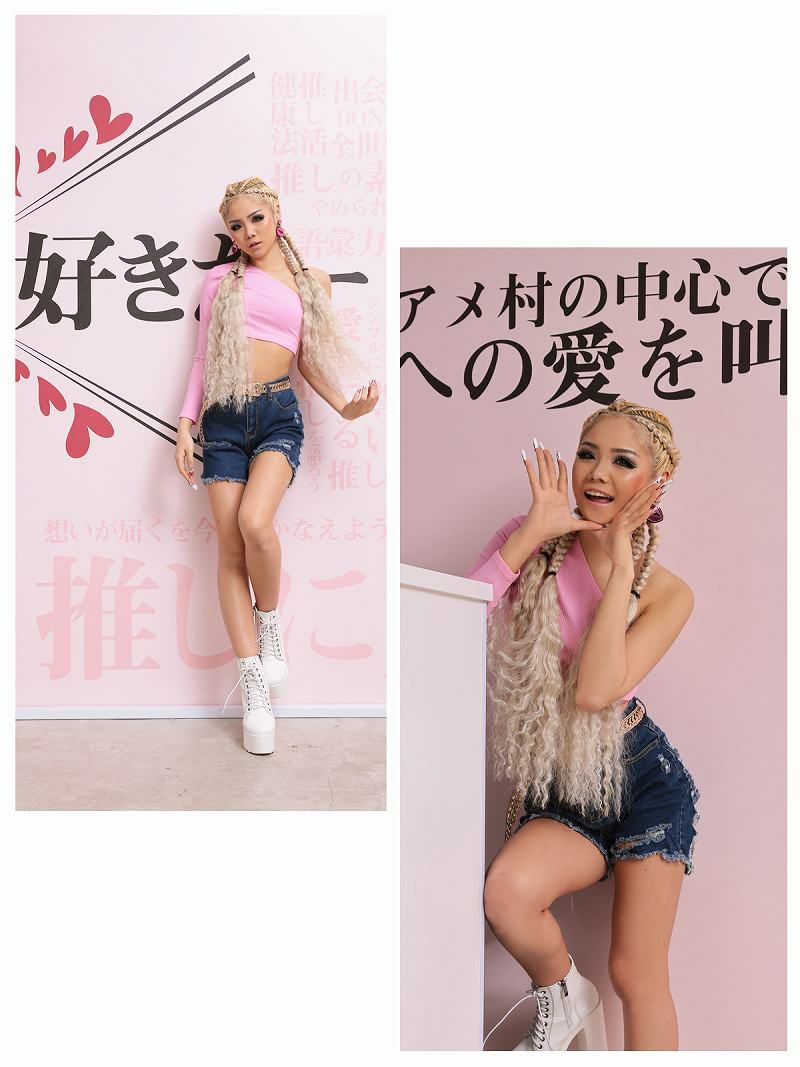 クラッシュダメージハイウエストデニムショートパンツ【ダンス衣装通販bombshell/ボムシェル】