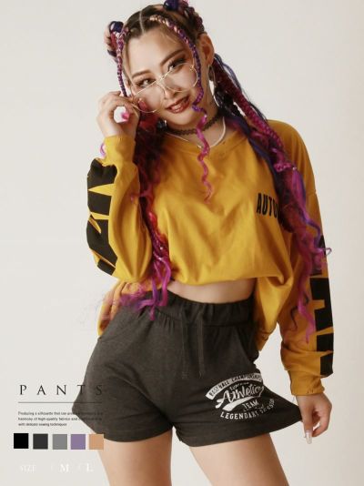 【メール便対応】クラシックカラーストレッチショートパンツ 全5色展開 【ダンス衣装通販bombshell/ボムシェル】(M/L)(ブラック/チャコールグレー/パープル/キャメル/オートミール)