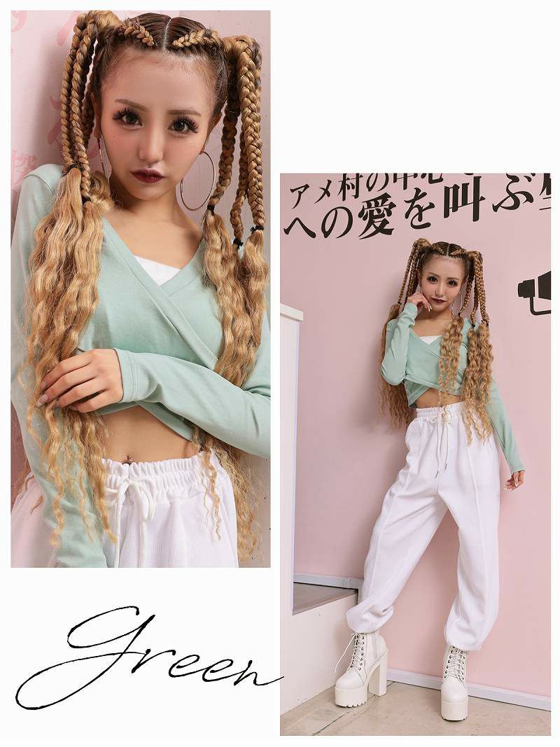 谷間見せバストクロスへそ出しショート丈長袖カットソー 【ダンス衣装通販bombshell/ボムシェル】