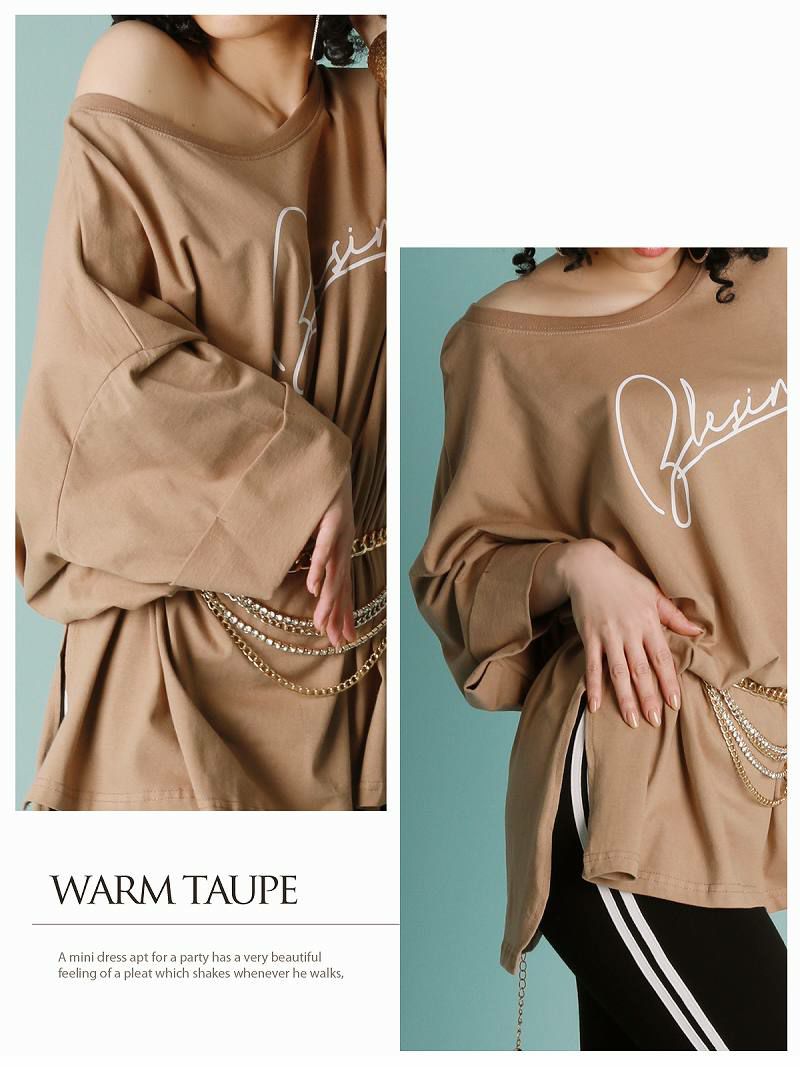 ビッグプリント入り七分袖Tシャツ