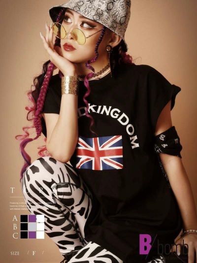 半袖ロングプリントTシャツ ストリート系【B/bomb】(フリーサイズ)(Aブラック/Aホワイト/Aパープル/Bブラック/Bホワイト/Bグレー/Cブラック/Cホワイト/Cパープル)