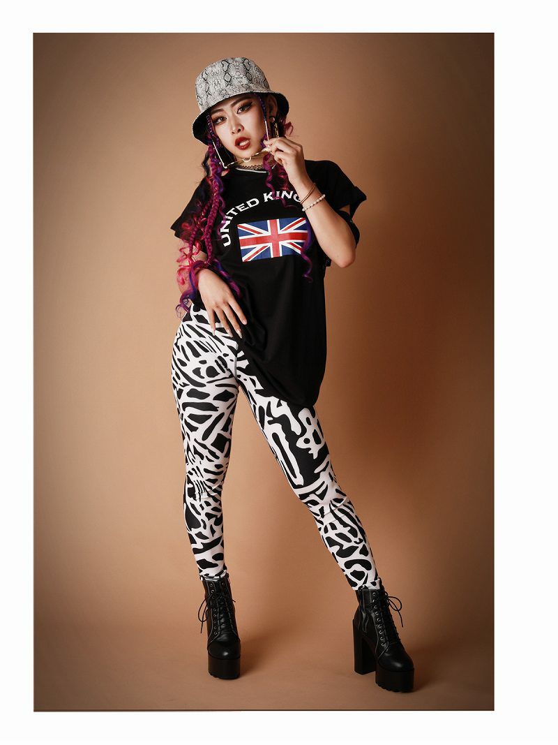 半袖ロングプリントTシャツ