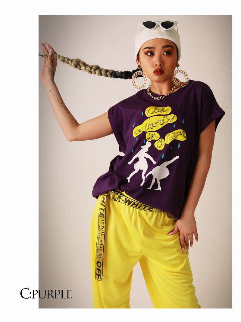 半袖ロングプリントTシャツ