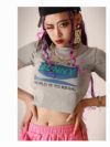 ヘソ出しショート丈半袖ミニTシャツ