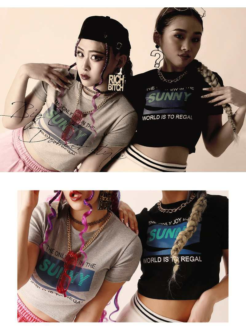 ヘソ出しショート丈半袖ミニTシャツ