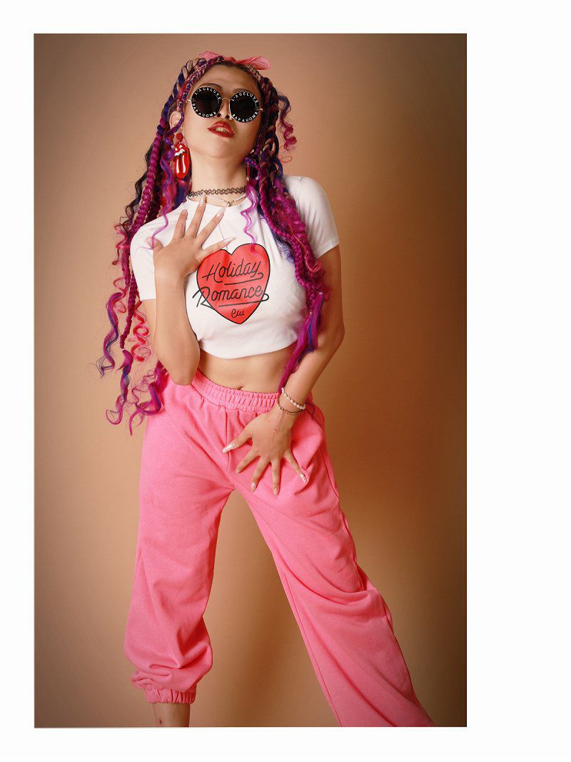 ハートプリントクロップド半袖Tシャツ