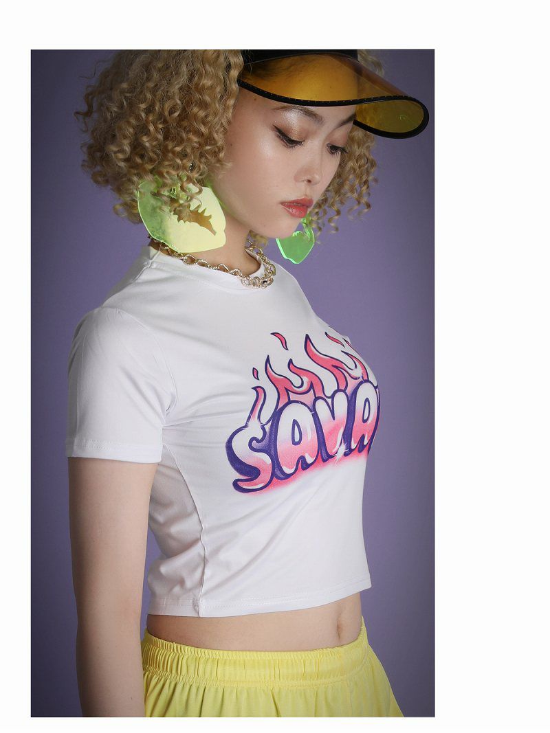 ミニ丈ロゴ半袖Tシャツ