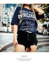英字ロゴ半袖ロング丈ビッグTシャツ