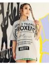 英字ロゴ半袖ロング丈ビッグTシャツ