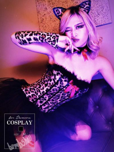 レオパードキャットsexyアニマルコスプレ【ダンス衣装通販bombshell/ボムシェル】(M)(ブラック)