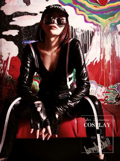 SWATボディースーツポリスコスプレ衣装セット ダンス衣装【bombshell】(M)(ブラック)