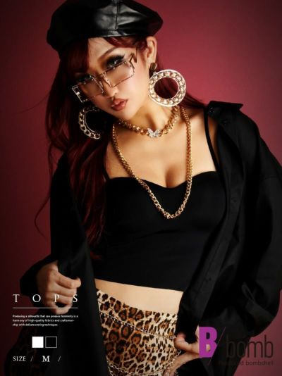【メール便対応】カップ付きへそ出しキャミソールストレッチブラトップス【ダンス衣装通販bombshell/ボムシェル】(M)(ブラック/ホワイト)