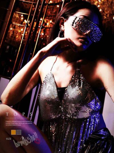 【メール便対応】メタリックスパンコールインポート風トップス【ダンス衣装通販bombshell/ボムシェル】(フリーサイズ)(ゴールド/シルバー)