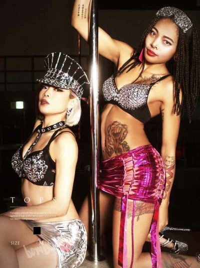セクシーキラキララインストーンブラジャー衣装【ダンス衣装通販bombshell/ボムシェル】(M)(ブラック)