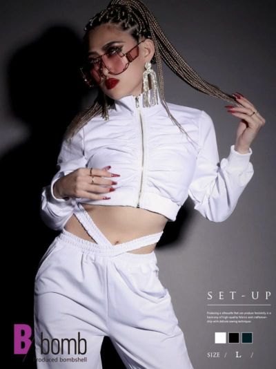 ボディクロススウェットセットアップ ストリート系【B/bomb】(L)(ブルー/ブラック/ホワイト)