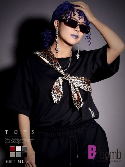【SALE!￥1188→￥594】サイドワンポイント刺繍オーバーサイズTシャツ ストリート系【B/bomb】(M-L)(ブラック/キナリ/チャコールグレー/モカ/レッド/カーキ)