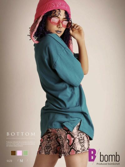 【メール便対応】アニマル柄ショートスパッツストレッチパンツ【ダンス衣装通販bombshell/ボムシェル】(S/M/L)(ブラウン/グリーン/ピンク)