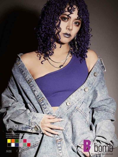 【SALE!￥1188→￥594】【メール便対応】ワンショルダークロップド丈トップス【ダンス衣装通販bombshell/ボムシェル】(フリーサイズ)(ブラック/ホワイト/パープル/ブルー/グリーン/ピンク/ミント/チェリーピンク/レ
