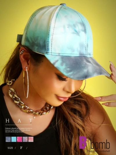 タイダイ柄ベースボールキャップ ストリート系【B/bomb】(フリーサイズ)(ピンク/レッド/ブルー/グレー/イエロー)