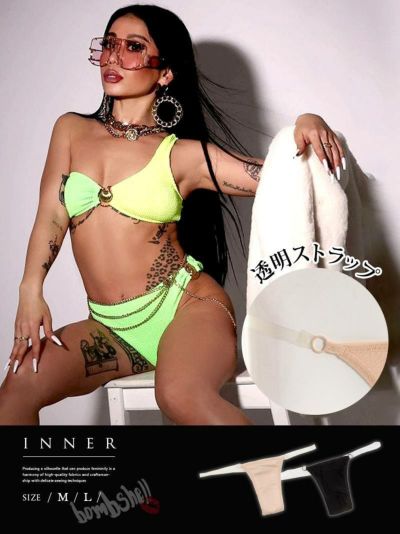 ワンカラー透け防止Tバックインナーショーツ ダンス衣装【bombshell】(M/L)(ブラック/ベージュ)