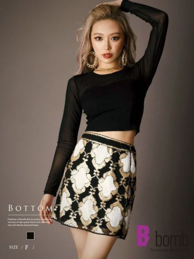ギラギラスパンコール派手柄タイトスカート【ダンス衣装通販bombshell/ボムシェル】(フリーサイズ)(ブラック)