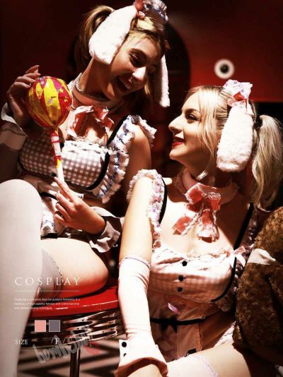 たれ耳うさぎ豪華セットコスチューム ダンス衣装【bombshell】(フリーサイズ)(ピンク/グレー)