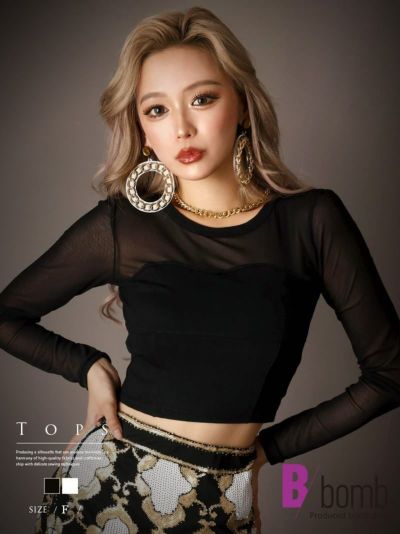【メール便対応】シースルーセクシーカットソー【ダンス衣装通販bombshell/ボムシェル】(フリーサイズ)(ブラック/ホワイト)